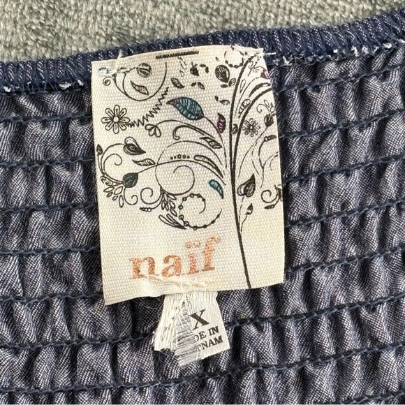 Naif Dress Women 2X Chambray Button Front Boho Cottagecore Coastal Summer Blue - Picture 5 of 12